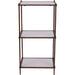 Three Tier Floor Shelf Unit, Antique Copper Metal Frame, Rectangular, High Quality Ceramic Shelf