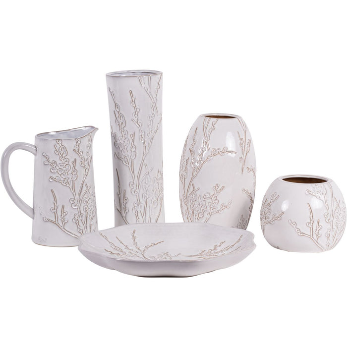 Laura Ashley White Ceramic Vase, Large, Pussywillow, Stoneware, Due In 29/05/2024