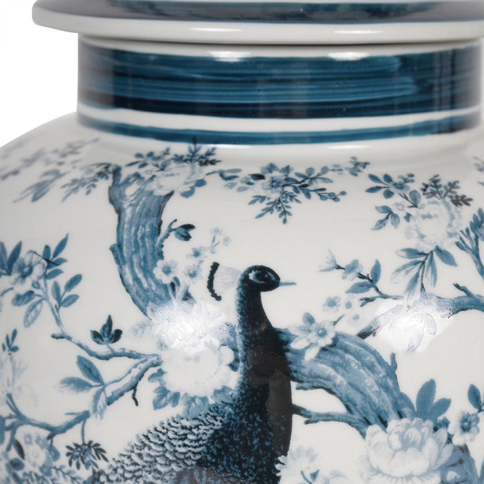 Laura Ashley Porcelain Ginger Jar, Belvedere, Peacock Design, Medium, Due In 19/06/2024