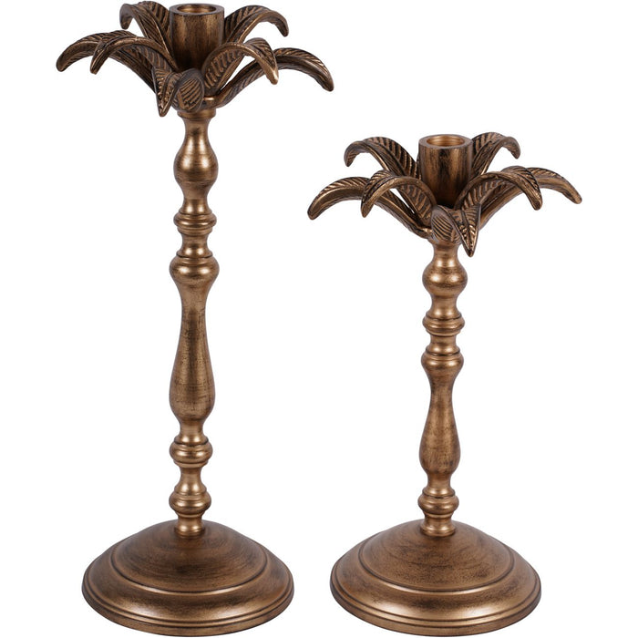 Laura Ashley Antique Brass Large Palm Tree Candlestick ( Due In 15/06/24 )
