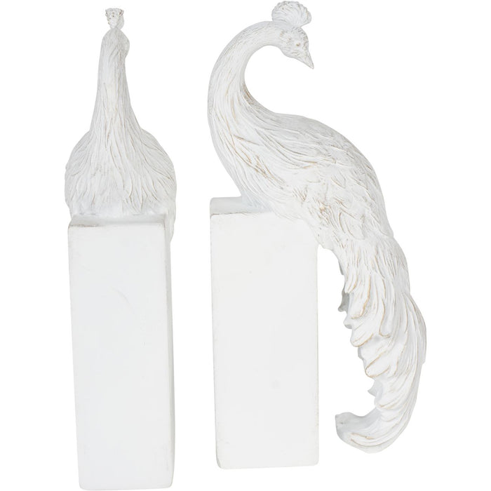 Laura Ashley Peacock Sculpture Book Ends, White ( Due In 18/04/2024 )