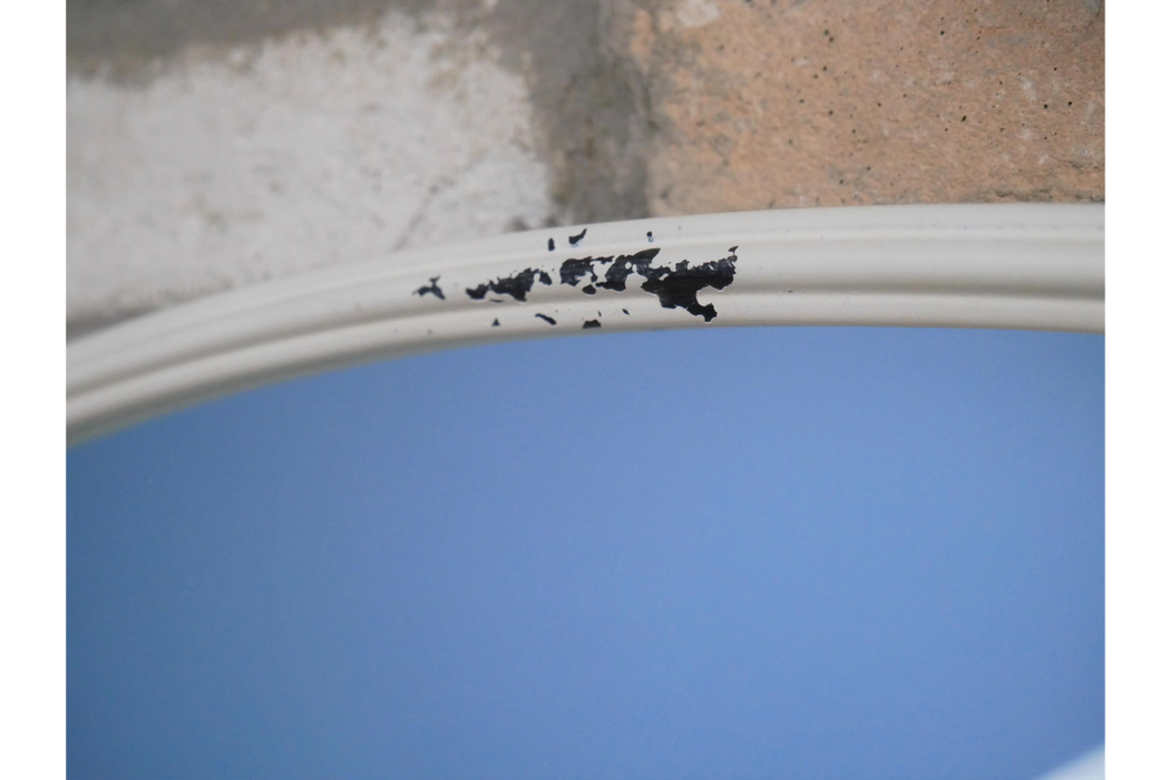 Distressed Metal Wall Mirror, Rectangle, White Frame, Shelf