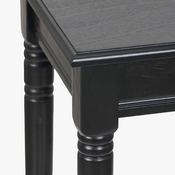 Heritage Side Table, Black Accent Pine Wood, Square Top