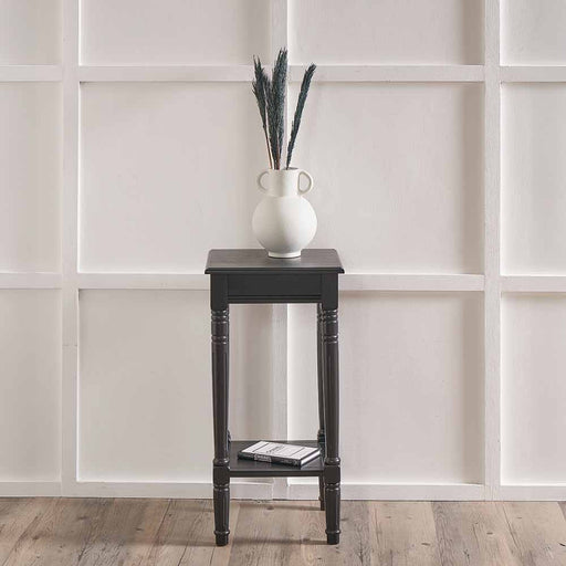Heritage Side Table, Black Accent Pine Wood, Square Top