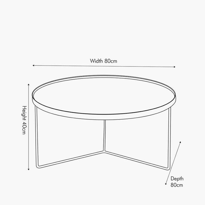 Mason Coffee Table, Black Metal, Wood Veneer, Round Top