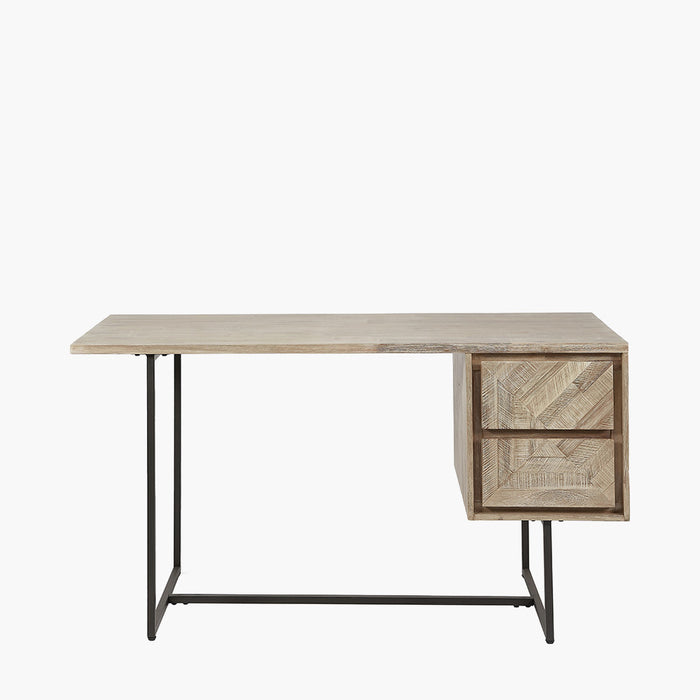 Marca Sand Wash Acacia Wood and Black Metal Desk ( Due Back In 30/06/2024 )