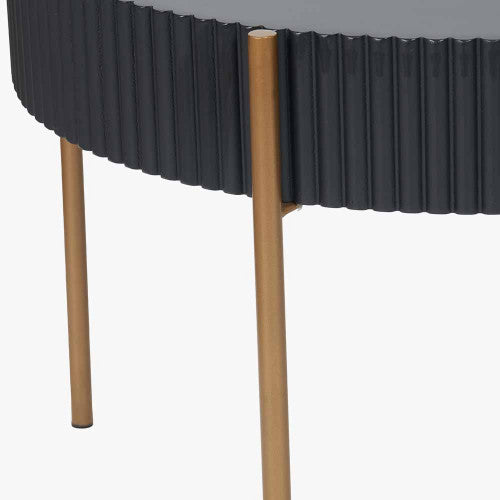 Georgio Coffee Table, Gold Metal Legs, Black Wood Veneer Top