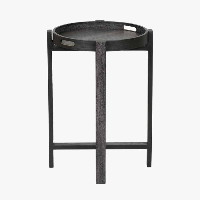 Marmara Side Table, Dark Grey, Round Oak Veneer