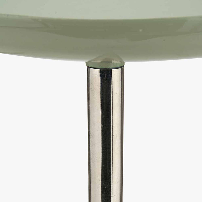 Seline Side Table, Silver Metal Legs, Sage Enamel, Round Top