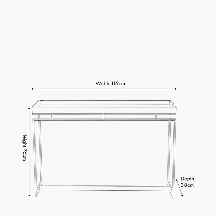 Evelyn Console Table, Stainless Steel frame, Silver, Natural Mango Wood