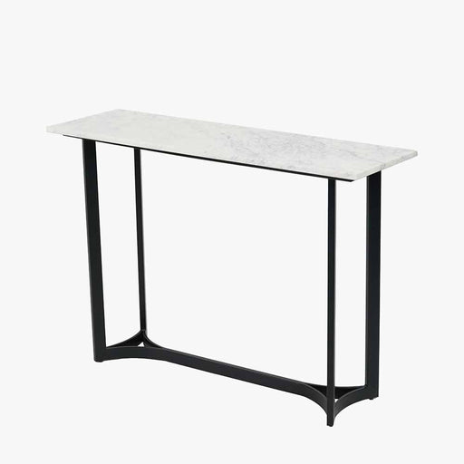 Hendrick Console Table, Black Metal Frame, White Marble 