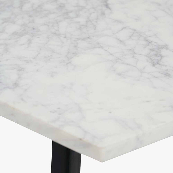 Hendrick Console Table, Black Metal Frame, White Marble