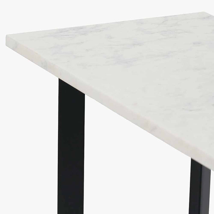 Hendrick Console Table, Black Metal Frame, White Marble