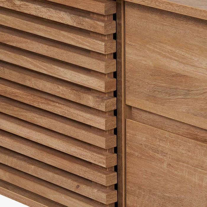 Larsen Wooden Sideboard, Natural, Slatted, 2 Door