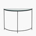 Marazzi Console Table, Half Moon, Black Metal Frame,  Bevelled Glass Top
