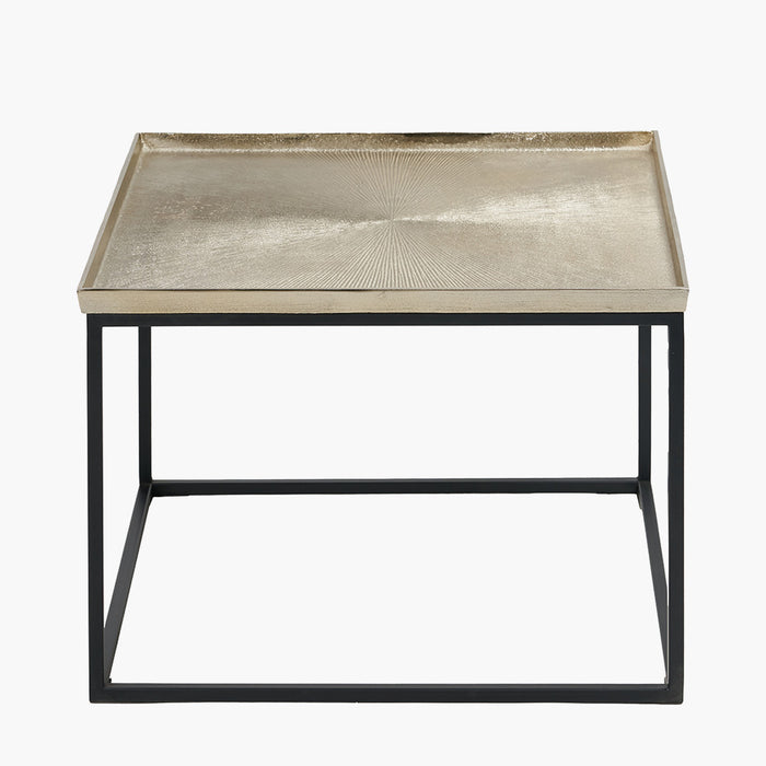 Franklin Coffee Table, Gold Cast Metal Top, Black Metal Legs