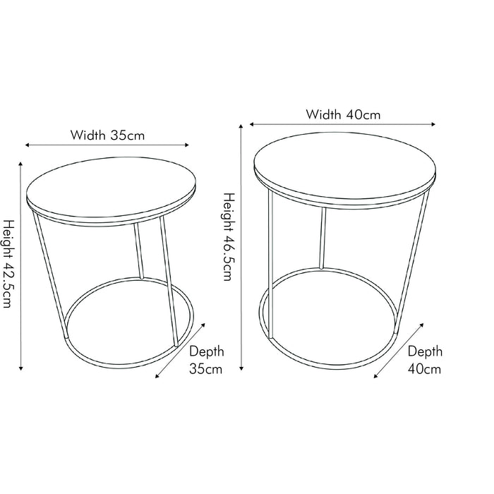 Milly White Marble and Gold Metal Side Tables - S/2