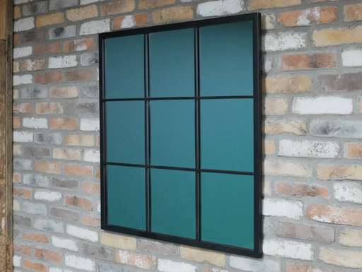 Metal Wall Mirror, Square Frame , Black 90 x 90 cm