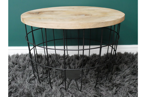 Industrial Coffee Table, Crisscrossed, Metal Leg, Natural Wooden Top 