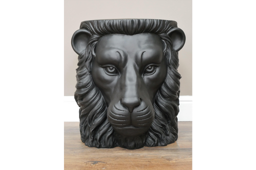 Lion Side Table, Black Satin Finished, Round Top