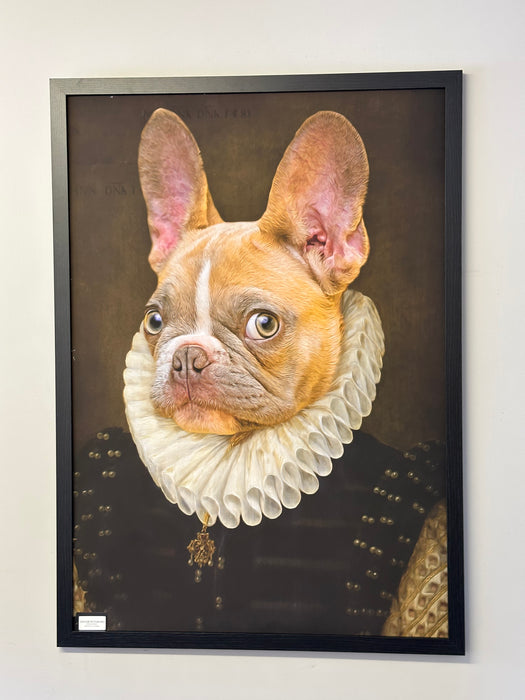 Framed Animal Wildlife Wall Art - Monsieur French Bulldog  - 100 x 70 cm