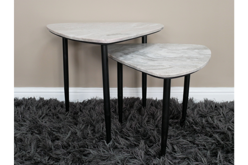 Halston Side Tables, Metal Leg, Marble Top, Set Of 2