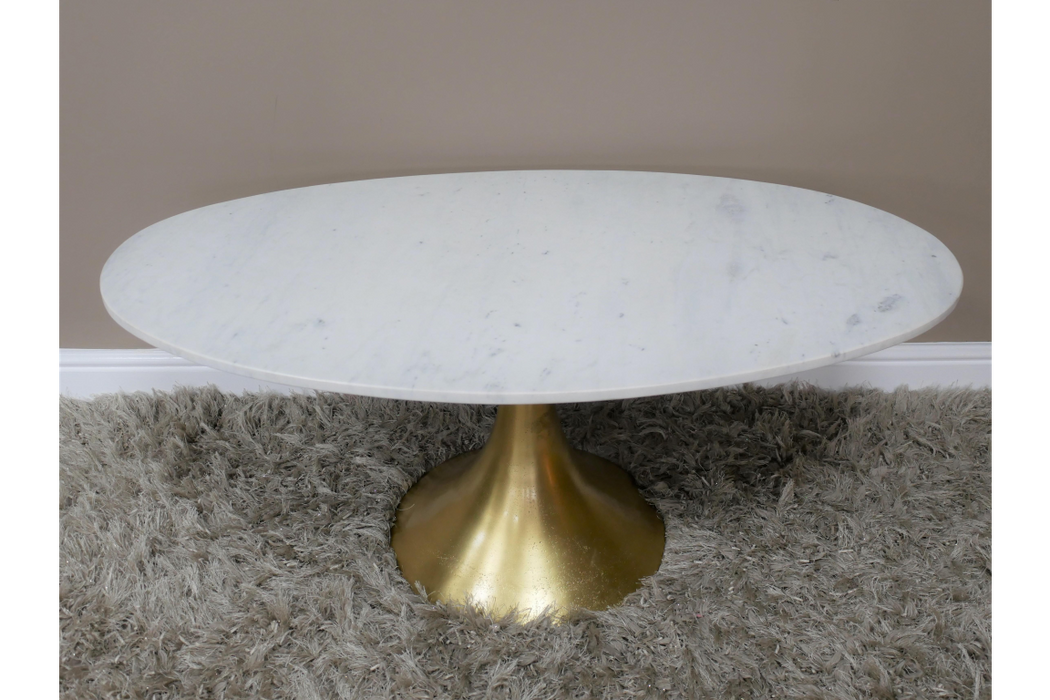 Jonesboro Coffee Table, Aluminum Base, White Marble, Round  Top