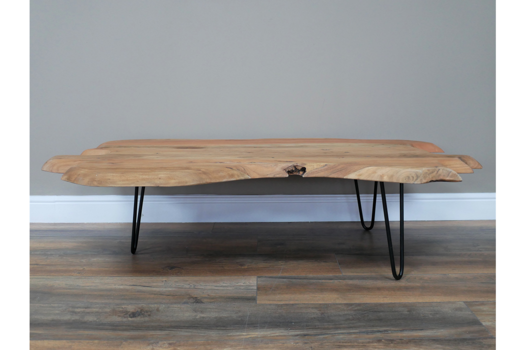 Tara Coffee Table, Wood Top, Metal Frame