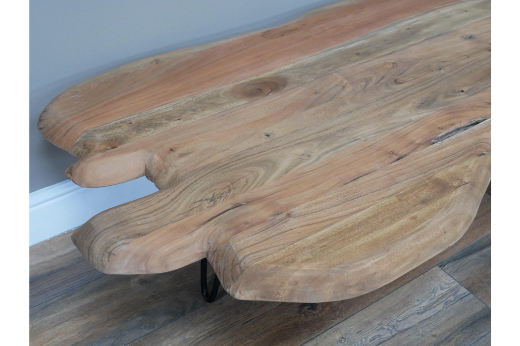 Tara Coffee Table, Wood Top, Metal Frame