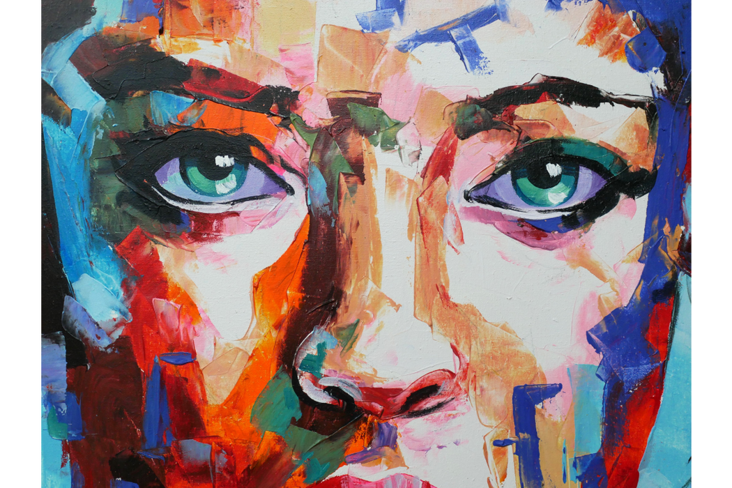 Wall Art Canvas - Colourful Painted Woman Face - 80 x 60 cm