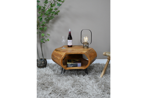 Searcy Coffee Table, Metal Legs, Wooden Natural