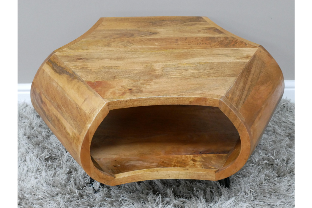 Searcy Coffee Table, Metal Legs, Wooden Natural