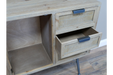 Asher Small Sideboard, Natural Wood, Grey Metal, 1 Door, 3 Drawer