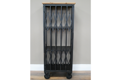 Industrial Tall Floor Shelf, Rectangular, Black Metal Frame, Wooden Top Shelf, Cabinet - 120 x 48 cm