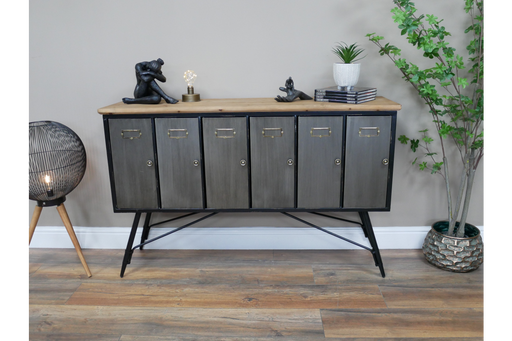 Richmond Industrial Console Table, Sideboard, Black Metal Frame, Wood Top 
