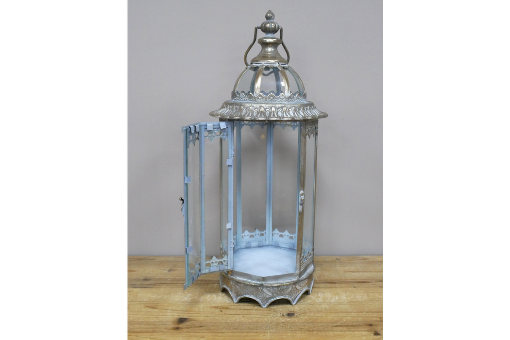 Vintage Aged Metal & Glass Lantern