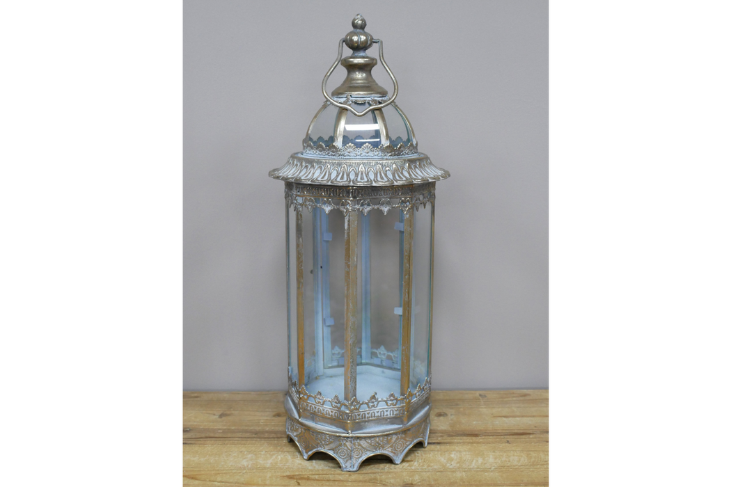 Vintage Aged Metal & Glass Lantern