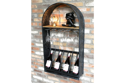 Arch Wine Rack, Wine Wall Unit, Wine Bottle Storage, Black Metal