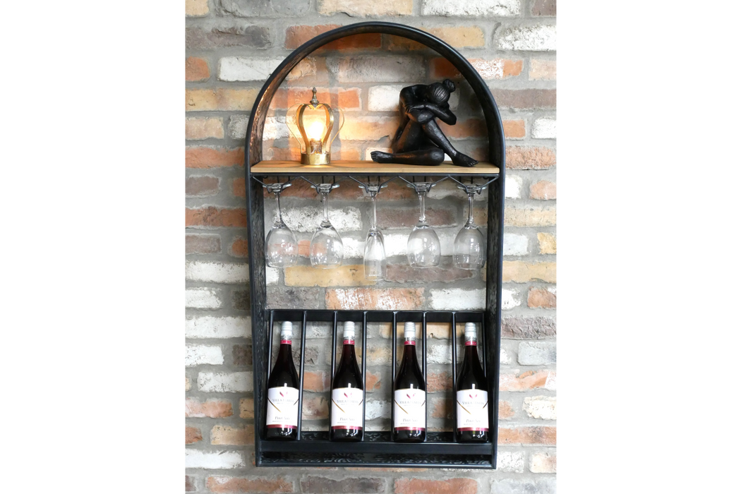 Arch Wine Rack, Wine Wall Unit, Wine Bottle Storage, Black Metal