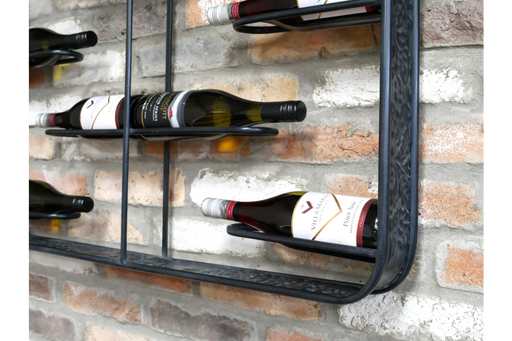 Wide Wine Rack, Wine Bottle Holder, Black Metal, Wall Hanging Wine Bottle Storage