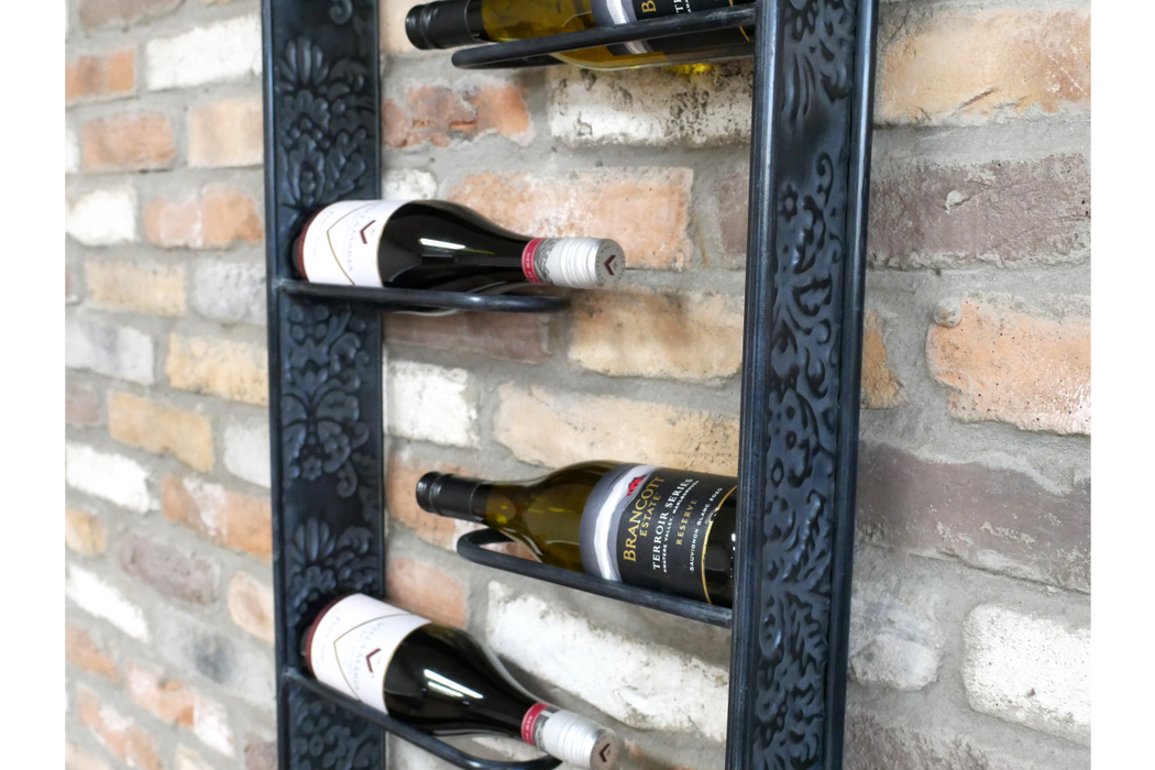 Wine Rack, 10 Bottle Wine Storage, Black Metal, Wall Wine Bottle Holder