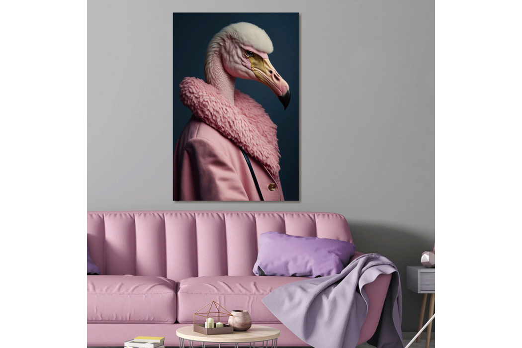 Funky Animal Wall Art 'Glam Rock Pink Flamingo'