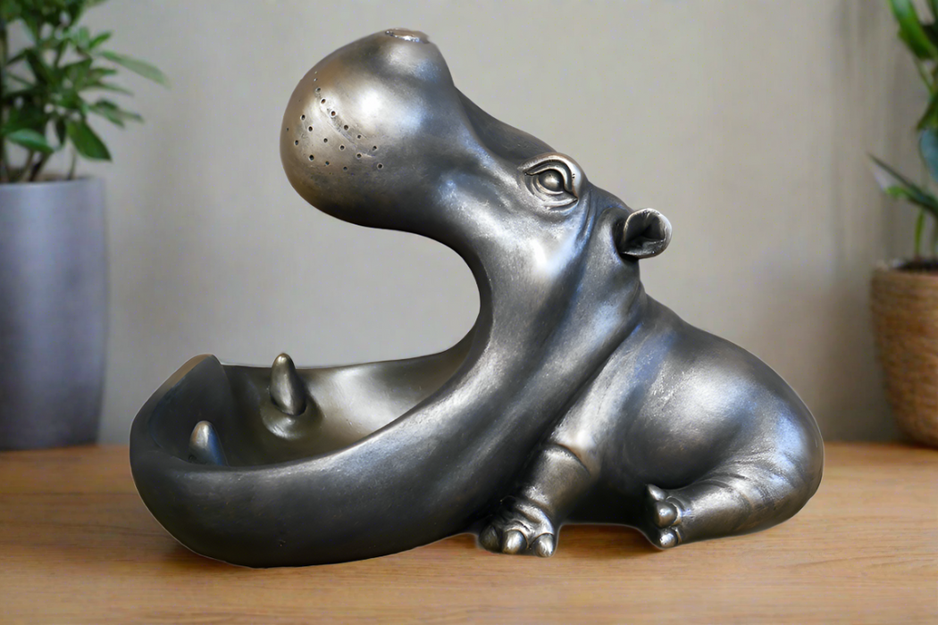 Decorative Hungry Hippo Bowl, Silver