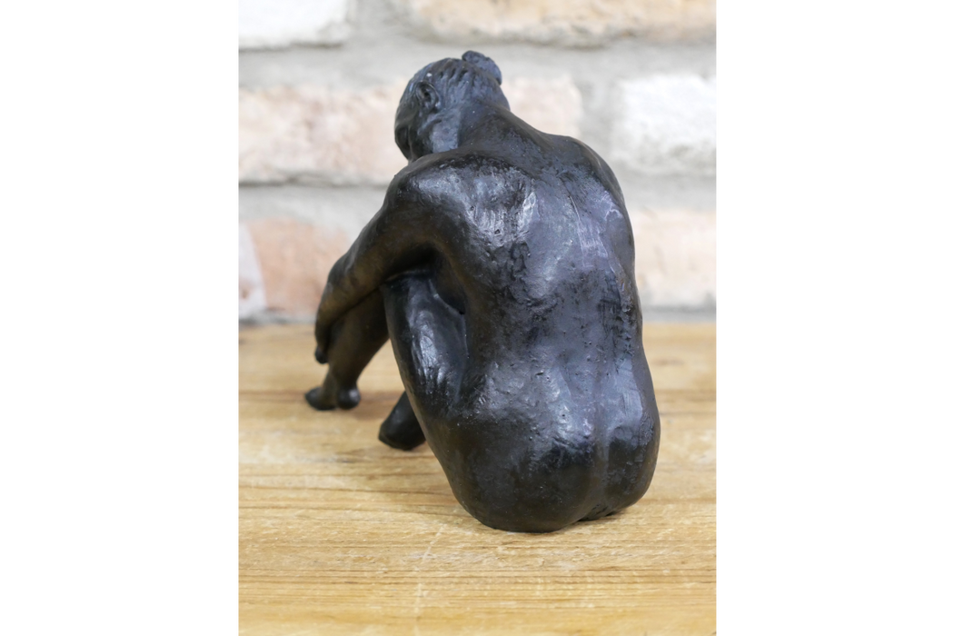 Coulter Sitting Woman Sculpture, Aged Black 2