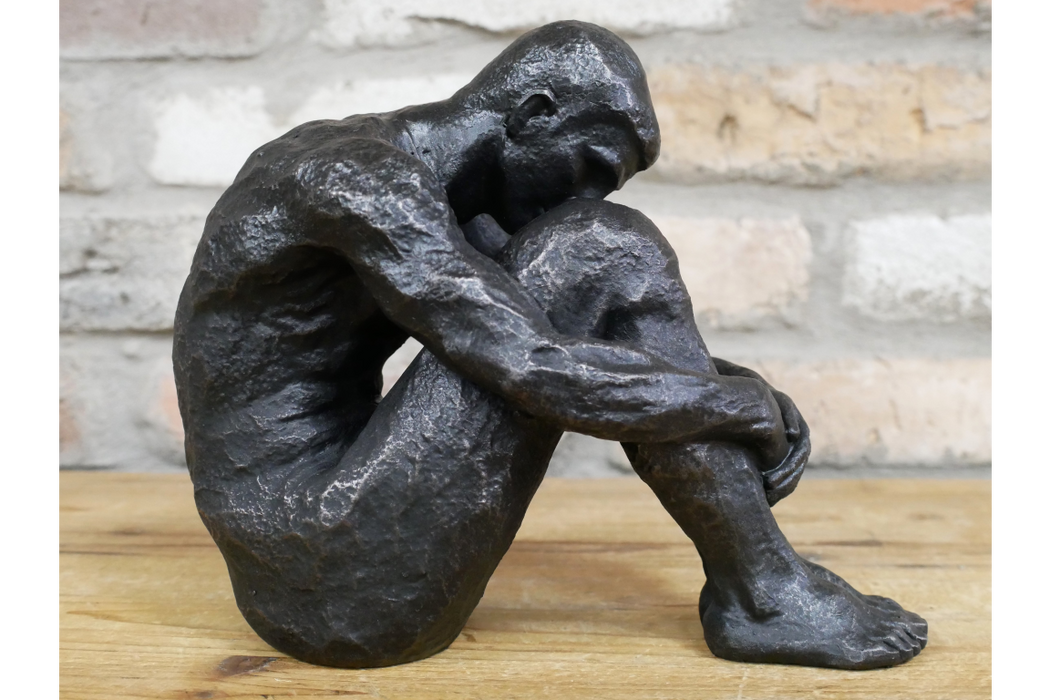 Coulter Sitting Man Sculpture, Aged Black 2