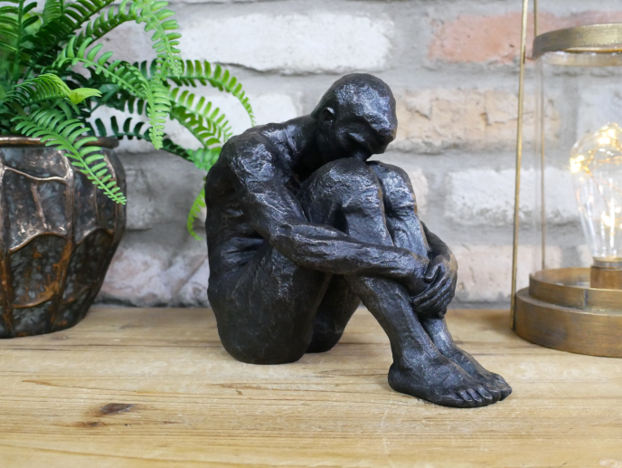 Coulter Sitting Man Sculpture, Aged Black 2