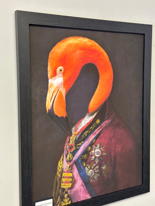 Framed Animal Wall Art - General Flamingo - 40 x 50 cm