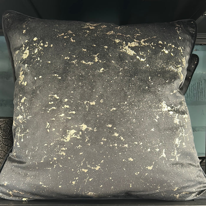 Luxe Black and Gold Cushion with Monochrome Print - 45x45cm