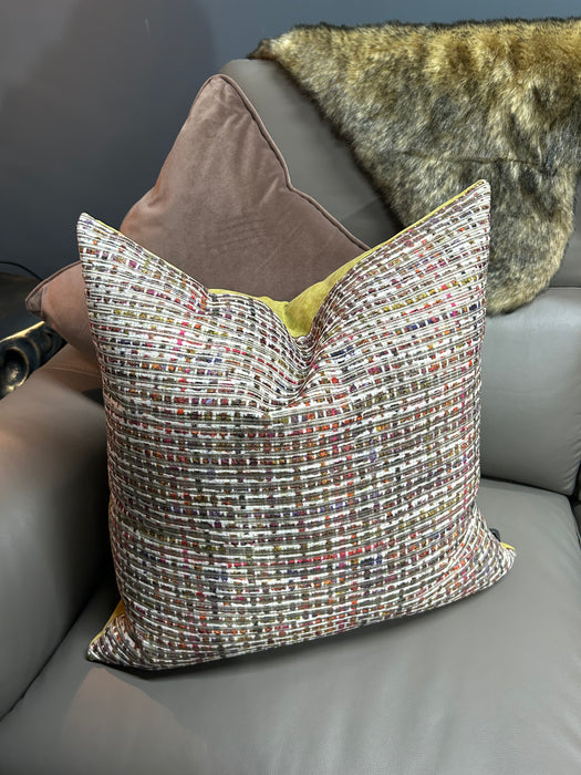 Stylish Stripe-Patterned Troy Cushion in Natural Linen Fabric - 50 x 50cm