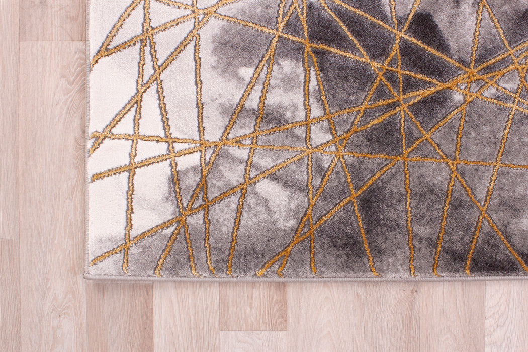 Bianco Grey and Gold Geometric Indoor Floor Living Room Rug